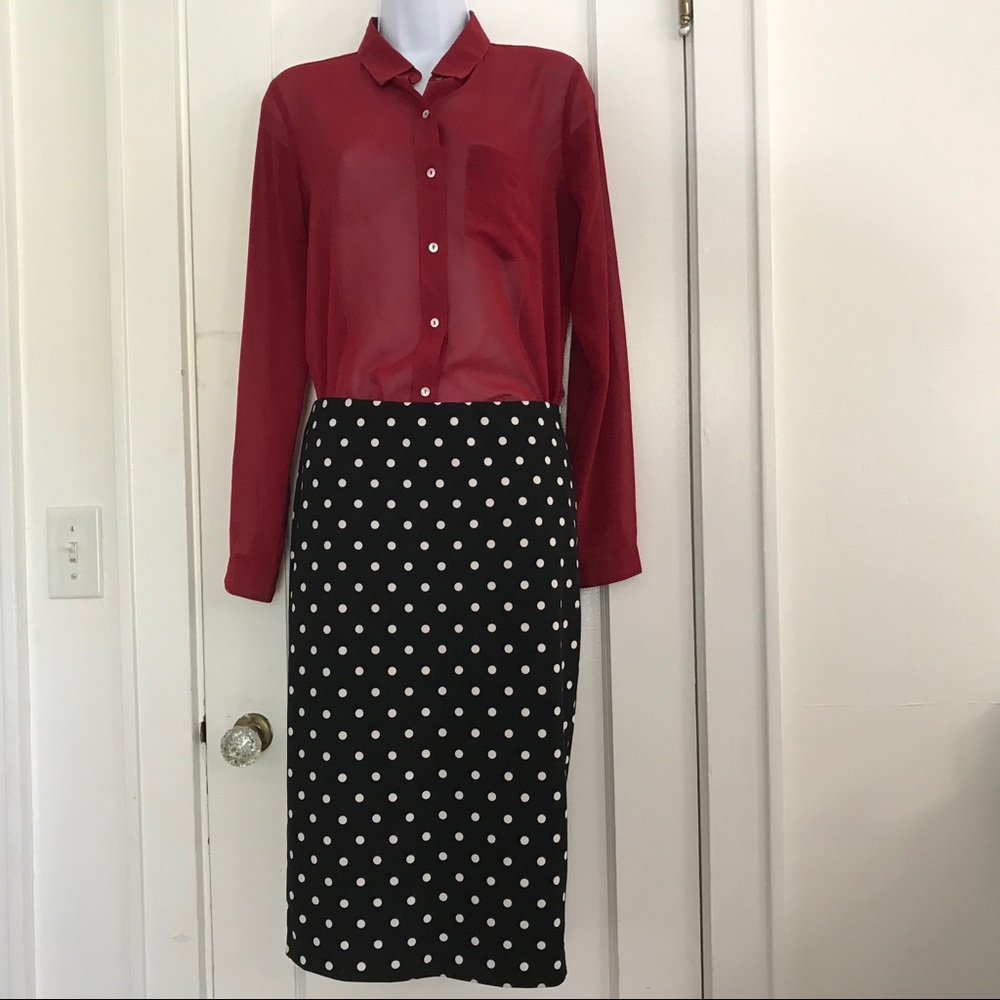 Free Top w Express Polka Dot Pencil Skirt